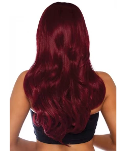 Tomfoolery 27" Long Wavy Centre Part Burgundy Costume Wig - Leg Avenue Wigsc