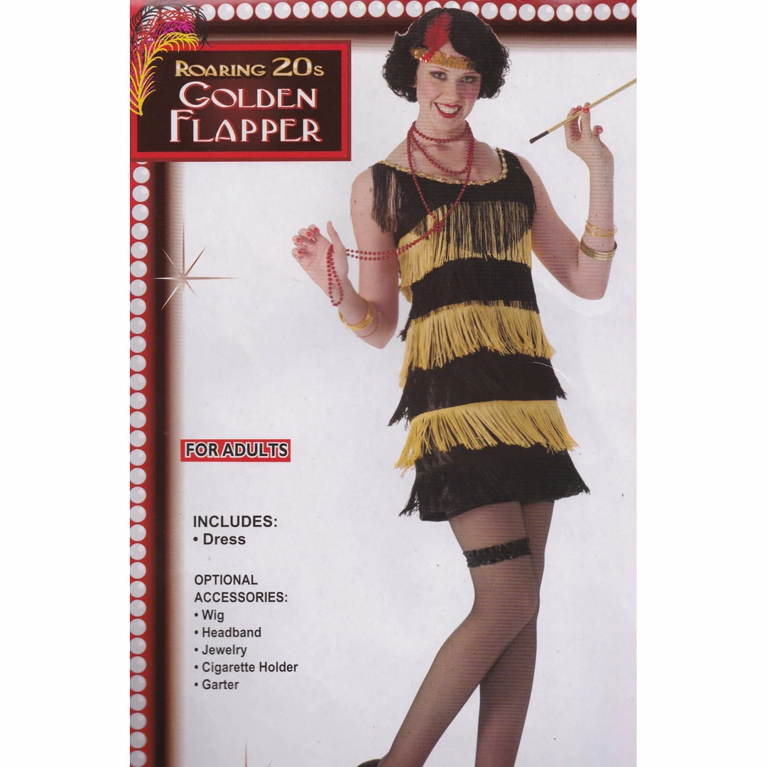 Tomfoolery Ladiesc Roaring 20's Golden Flapper Costume 3 Tomfoolery Ladiesc Roaring 20's Golden Flapper Costume