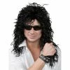 Tomfoolery 1980's Rock God - Long Black Crinkle Wig