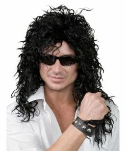 Tomfoolery 1980's Rock God - Long Black Crinkle Wig