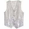 Swedia's Sequined Silver Vest With Buttons