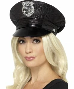 Smiffys Hats & Headwear Sequin Police/Cop Hat By Fever