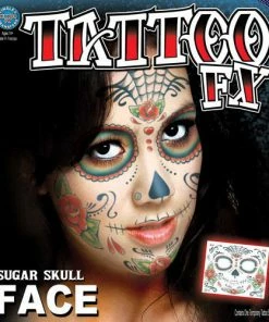 Carnival Products Accessoriesc Tinsley FX Full Face Temp Tattoo - Sugar Skull Ladies