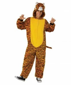 Rubie's Deerfield Tiger Furry Onesie Costume-Adult Mensc