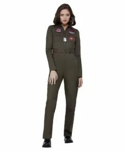 Smiffys Ladiesc Top Gun Ladies Costume In Khaki- Smiffy's