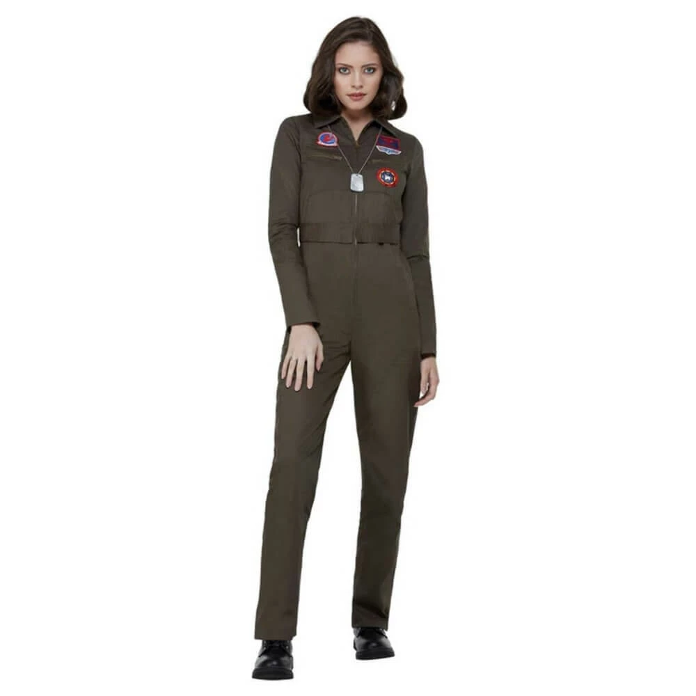 Smiffys Ladiesc Top Gun Ladies Costume In Khaki- Smiffy's 6 Smiffys Ladiesc Top Gun Ladies Costume In Khaki- Smiffy's