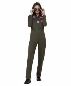 Smiffys Ladiesc Top Gun Ladies Costume In Khaki- Smiffy's 11 Smiffys Ladiesc Top Gun Ladies Costume In Khaki- Smiffy's