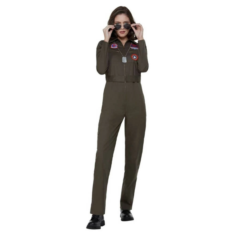 Smiffys Ladiesc Top Gun Ladies Costume In Khaki- Smiffy's 7 Smiffys Ladiesc Top Gun Ladies Costume In Khaki- Smiffy's
