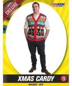 Allen Trading Xmas Cardy Vest - Adult Mensc
